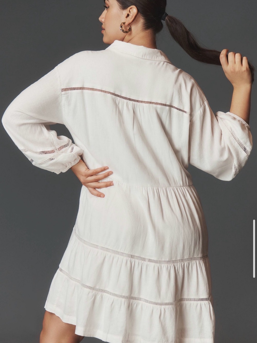 Maeve Bettina Tiered Mini Shirt Dress: Linen Edition Large - Picture 5 of 9